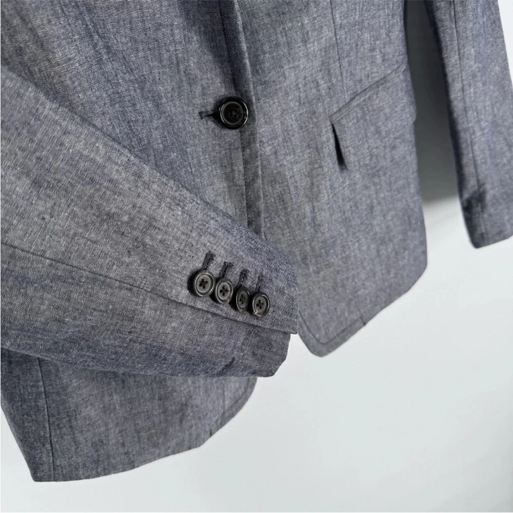 J Crew Regent Blazer Womens Size 4 Blue Cotton Lined Single Button Jacket